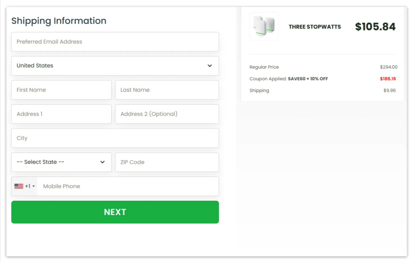Stopwatt Secure Checkout Page